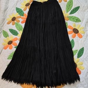 Double D Ranch Black Maxi Pleated A-line Skirt